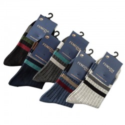 Wholesale Simple Solid Color Stripe Mens Dress Socks Man Cotton Crew Socks Thick Business Casual Socks