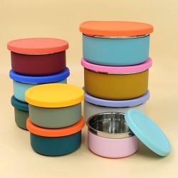 Wolfe Original Design Leakproof And Reusable Kids Lunch Bento Box Stainless Steel With Silicone Lids