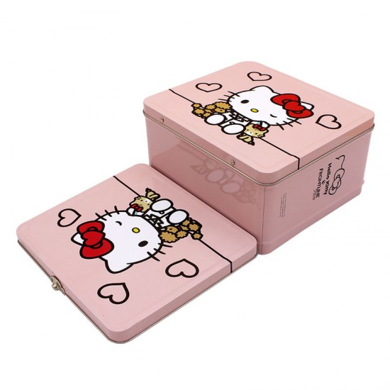 Fast Delivery Factory Direct Customized Print Rectangular sealed Metal Lunch Tin Box with Handle