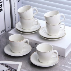 Modern White Hotel Ceramic Teacups Eco Friendly Hotel Espresso Simple Afternoon Tea Coffee Cup Set with Tea Tray