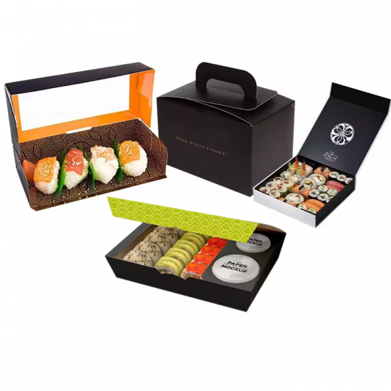 Wholesale Customize Takeaway Disposable Cardboard Paper Food Bento Lunch Sushi Box with Compartments