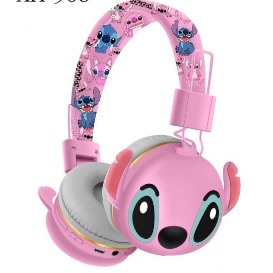 Kids Foldable Stitch AH-906 Wireless Earphones Cartoon Cute Children's Head-Over BT 5.0 Headset Stereo Gifts Headphones