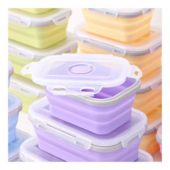 Hot Sale 540ML Food Storage & Container Folding Microwave BPA FREE Portable Collapsible Silicone Bento Lunch Boxes for Kids