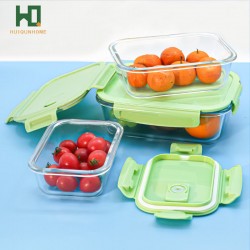 Large Capacity Fruit Vegetable Glass Lunch Bento Box Rectangle Food Storage Container With Airtight Lids