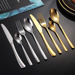 Moonlight Stainless Steel Knife Fork Spoon 4Pcs Wedding Gold Cutlery Flatware Silverware Couverts Restaurant Hotel Cutlery Set