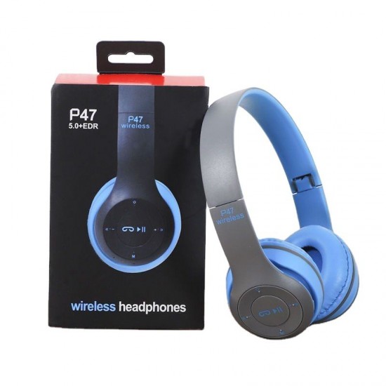 P47 Wireless Headphones Over Ear Headset Foldable Bass Mic HIFI Stereo Music Earphone Support Head-mounted