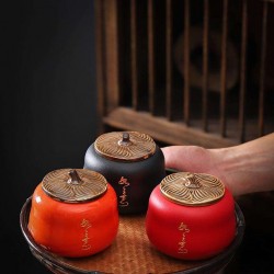 Persimmon Shape Factory Directly Fashionable Luxury Design Storage Jar Ceramic Trumpet Two Empty Cans Tea Pot Ceramic Set