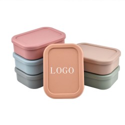 Custom logo Environmental Food Grade Portable Crisper for Children Adult Silicone Bento Lunch Box