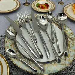 High Quality Table Fork and Knife Spoon Set Flatware with Smooth Handle Cutlery Set with Mirror Polish Hotel Stainless Steel