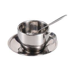 Exquisite Coffee Cup Set with Double Walls and Spoon Stainless Steel Cup for Coffee Tea Cup