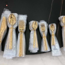 Luxury Vintage Modern Stainless Steel Gold Flatware Set Fork Spoon Knife Full Set Of Cutlery Set For Wedding Restaurant Events