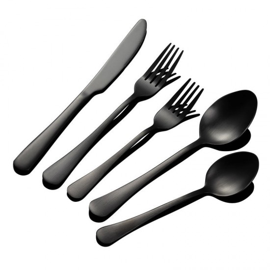 Wedding Restaurant Cutlery Set Knife Spoon Fork Cutlery Black Tableware Set