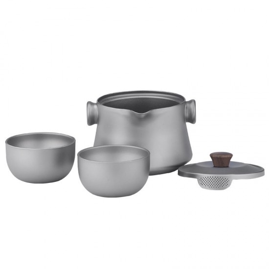 Titanium tea cup set Double-Layer Tea Maker Lightweight Outdoor Camping Portable Tea pot