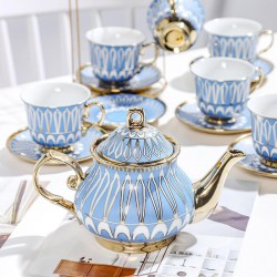 Custom Gold Rim Porcelain tea Cup set Teapot Chinese tea Pot And Cup sets Decor Luxury Ceramic tea Pot With Cup And Saucer