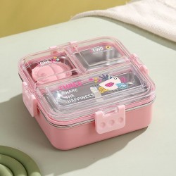 Three Compartment Food Container Stainless Steel Bento Lunch Box 3 Compartment School Food Storage with Custom Logo