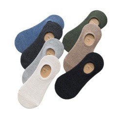 Summer Invisible Socks 100% Cotton Casual Socks Silicone Gel Anti Slip Boat Men's Socks