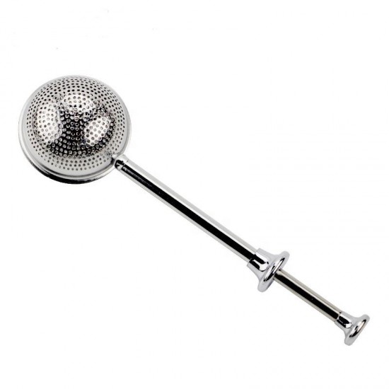 Wholesale 304 Stainless Steel Tea Infusers Teapot Strainer Ball Shape Mesh Filter With Long Handle Push Rod Type