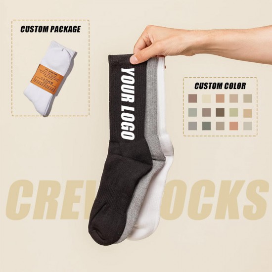 Free Sample Custom Crew Socks High Quality Custom logo Men Socks Unisex Streetwear Gym Socks