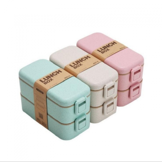 Custom Eco Friendly Big Stackable Bento Layer Lunchbox Adults Containers Bento Boxes Wheat Straw Lunch Box