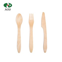 Restaurant Knife Fork Spoon Eco Friendly Degradable Disposable Wooden Cutlery Set