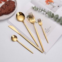 Portuguese Cutlery Stainless Steel Forks Spoons and Knives Gold Flatware Set Wedding