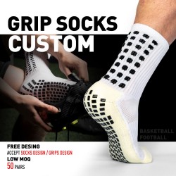 Grip Socks Custom Logo Athletic Men Sport Crew Grip Socks Anti Slip Football Grip Soccer Socks