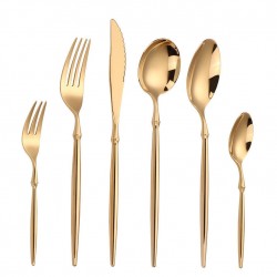 Ballet Shiny Gold Stainless Steel Flatware Golden Metal Dinner Knife And Fork And Spoon For Hotel And Restaurant Cutlery