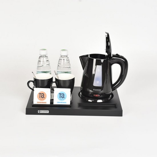 Small Capacity Good Quality Hotel Room 0.8L Kettles Plastic Black Tray Set