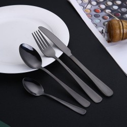 Bulk Stainless Steel Knife Fork Spoon 24pcs Cutlery Matte Black Reusable Flatware Sets