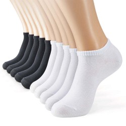 Men Women Performance Cotton Short Ankle Socks, Factory Wholesale Black White Ventilating Breathable Cushioned Low Cut Socks.